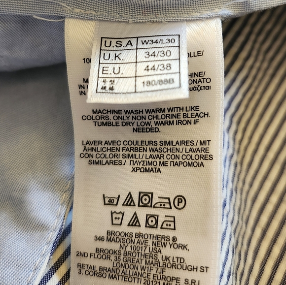 Brooks Brothers Men's Milano Cotton Seersucker Blue & White Pants Size 34x30 - Picture 6 of 8